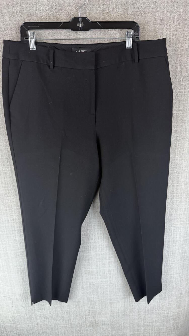 Talbots Pants Womens 16 Black Hampshire Ankle Tapered Twill Stretch Pockets